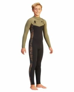 Best Pirce ✔️ Billabong Boys' 3/2 Revolution Full Wetsuit MILITARY 🎁 -boys Sales Store abbw100103 billabongw mil sd5 1
