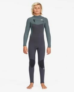Discount 🥰 Billabong Boy's 3/2 Revolution Chest Zip Full Wetsuit ANTIQUE BLACK 🔥 -boys Sales Store abbw100123 billabongv aqk sd2 1