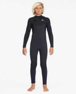 New 🌟 Billabong Boy's 4/3 Revolution Chest Zip Full Wetsuit BLACK 🌟 -boys Sales Store abbw100124 billabongw blk sd2 1