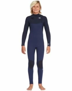Best Pirce 😍 Billabong Boy's 4/3 Furnace Comp Chest Zip Full Wetsuit NAVY 💯 -boys Sales Store abbw100133 billabongw nvy sd1 1