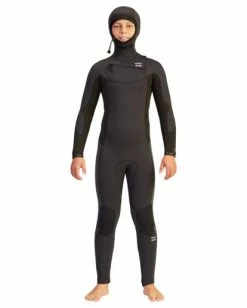 Promo 💯 Billabong 5/4 Boys' Absolute Hooded Wetsuit BLACK ROCK 🥰 -boys Sales Store abbw200100 billabongw kyh0 sd2 1