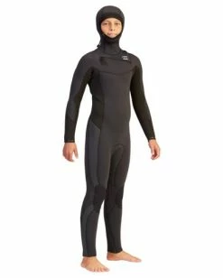 Promo 💯 Billabong 5/4 Boys' Absolute Hooded Wetsuit BLACK ROCK 🥰 -boys Sales Store abbw200100 billabongw kyh0 sd5 1