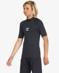 Flash Sale ✨ Billabong Boys 8-16 All Day Wave Performance Fit Rash Vest BLACK 🌟 -boys Sales Store abbwr00113 billabongw blk frt1 1