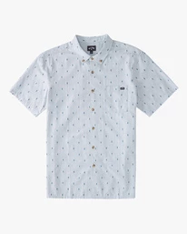New 🌟 Billabong Boys' All Day Jacquard Short Sleeve 👚 Shirt LIGHT BLUE 😍