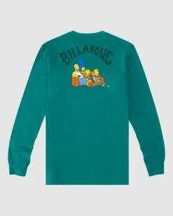 Top 10 😍 Billabong Boys' The Simpsons Family Couch Organic Long Sleeve T-Shirt TEAL 🥰 -boys Sales Store abbzt00230 billabongf tea bck1 1
