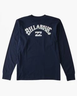 Cheap 💯 Billabong Boys' Arch Fill Long Sleeve T-Shirt NAVY 👏 -boys Sales Store abbzt00335 billabongf nvy frt1 1