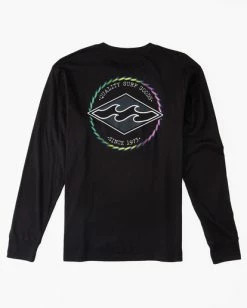 Deals 🔥 Billabong Boy's Rotor Diamond Long Sleeve T-Shirt BLACK 🔔 -boys Sales Store abbzt00366 billabongf blk frt1 1