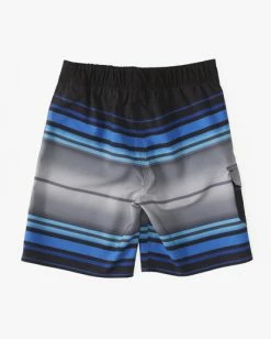Best Pirce ❤️ Billabong Boy's (2-7) All Day Stripe Pro Performance 13" Boardshorts BLACK 😀 -boys Sales Store abtbs00146 billabongf blk bck1 1