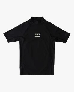 Promo 🔔 Billabong Boys' (2-7) All Day Wave Performance Fit Short Sleeve Rashguard RED 😉 -boys Sales Store abtwr00105 billabongf blk frt1 1