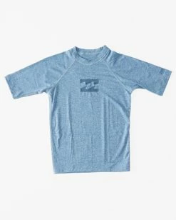 Cheapest 🤩 Billabong Boys' (2-7) All Day Unity Performance Fit Short Sleeve Rashguard BLUE HEATHER 🛒 -boys Sales Store abtwr00116 billabongf blh frt1 1