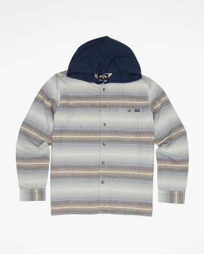 Budget 😍 Billabong Boy's (2-7) Baja Hooded Flannel 👕 Shirt BLUE HAZE 👏 3 Budget 😍 Billabong Boy's (2-7) Baja Hooded Flannel 👕 Shirt BLUE HAZE 👏 - Image 3