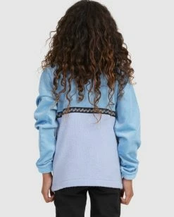 Best Sale 👏 Billabong Boy's Space Cow Half-Zip Pullover DUSTY BLUE 🌟 -boys Sales Store ubbft00100 billabongw dyb bck1 1