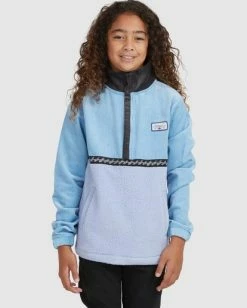 Best Sale 👏 Billabong Boy's Space Cow Half-Zip Pullover DUSTY BLUE 🌟 -boys Sales Store ubbft00100 billabongw dyb frt2 1
