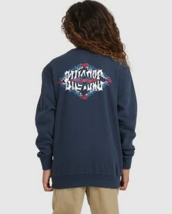 Brand new 🧨 Billabong Boy's Shadow Diamond Crewneck Sweatshirt NAVY 💯 -boys Sales Store ubbft00102 billabongw nvy bck1 1
