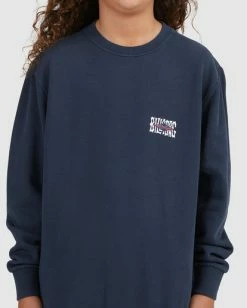 Brand new 🧨 Billabong Boy's Shadow Diamond Crewneck Sweatshirt NAVY 💯 -boys Sales Store ubbft00102 billabongw nvy dtl1 1