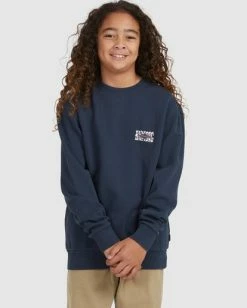 Brand new 🧨 Billabong Boy's Shadow Diamond Crewneck Sweatshirt NAVY 💯 -boys Sales Store ubbft00102 billabongw nvy frt1 1