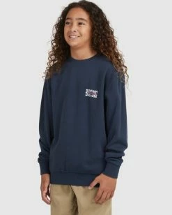 Brand new 🧨 Billabong Boy's Shadow Diamond Crewneck Sweatshirt NAVY 💯 -boys Sales Store ubbft00102 billabongw nvy sd1 1
